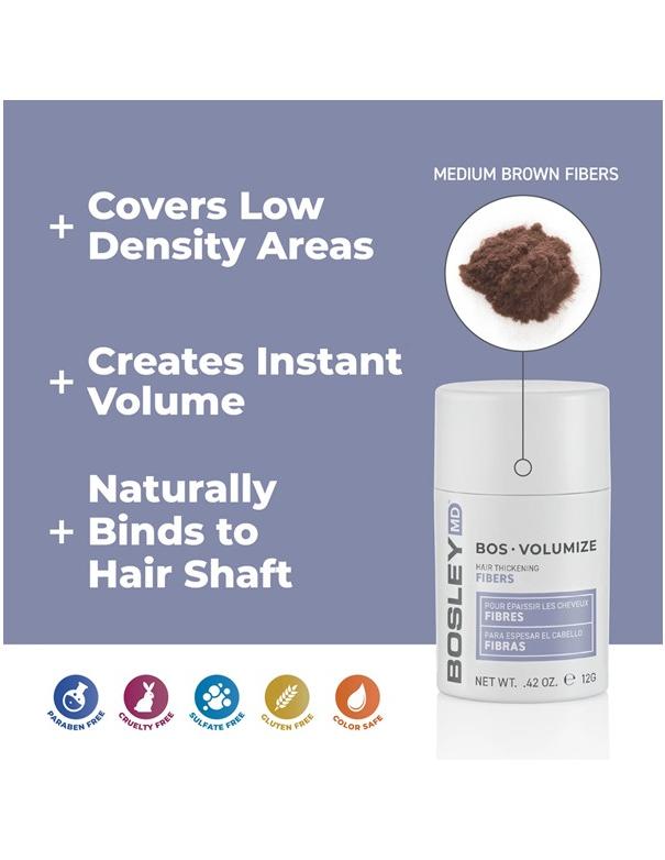 Bosley BosVolumize Hair Thickening Fibers Medium Brown - 12g