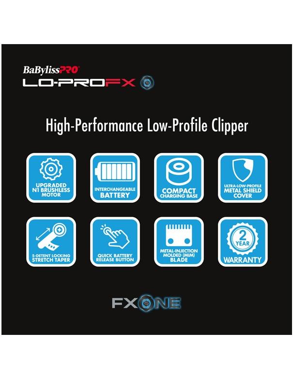 BabylissPro Fxone Lo-profx High Performance Low-profile Clipper Silver