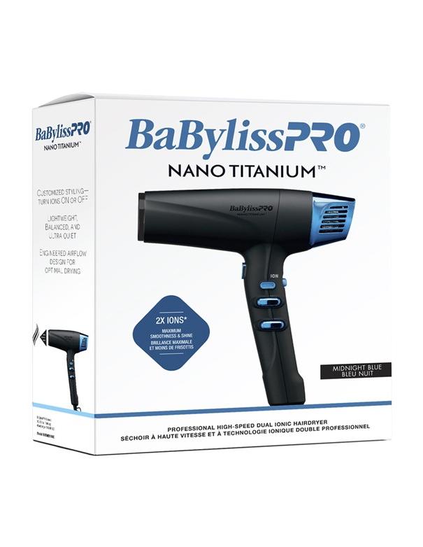 BabylissPro Nano Titanium Dual Ionic High-Speed Hairdryer Midnight Blue