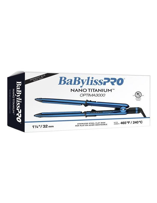 BabylissPro Nano Titanium Optima Stainless Steel Flat Iron Midnight Blue 1-1-4