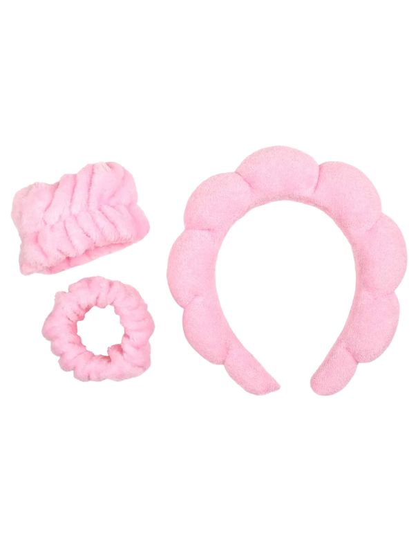 Relaxus Spa Headband and Wristband Set Pink