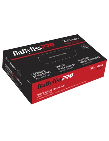 BabylissPro Disposable Nitrile Gloves Extra-Large Black