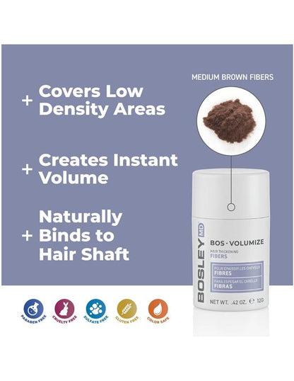Bosley BosVolumize Hair Thickening Fibers Medium Brown - 12g