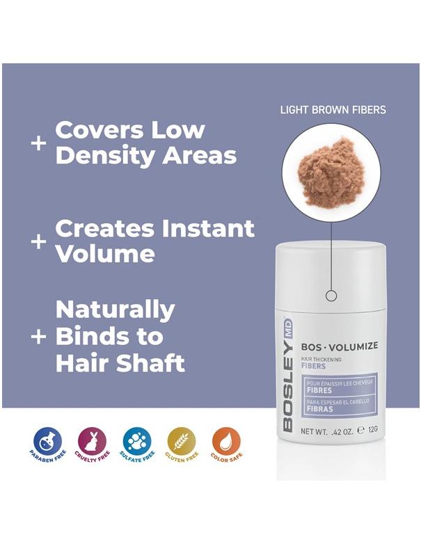 Bosley BosVolumize Hair Thickening Fibers Light Brown - 12g
