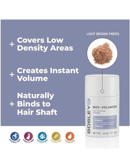 Bosley BosVolumize Hair Thickening Fibers Light Brown - 12g