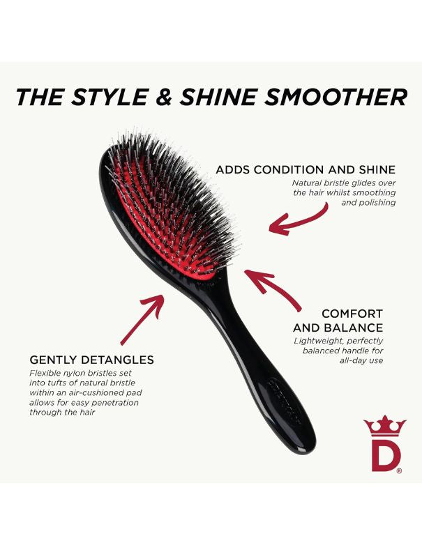 Brosse coussinée en nylon et poils de sanglier Denman