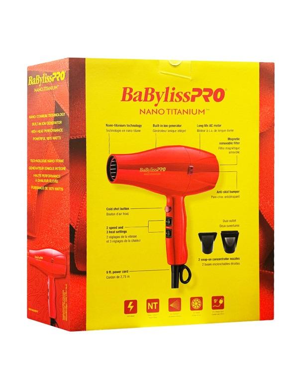 BabylissPro Nano Titanium Ionic Hairdryer Red