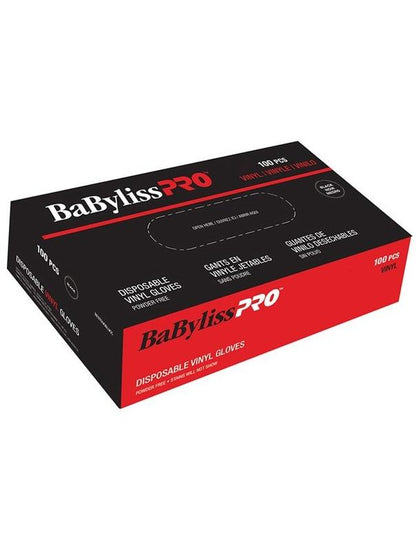 BabylissPro Disposable Vinyl Gloves Small Black