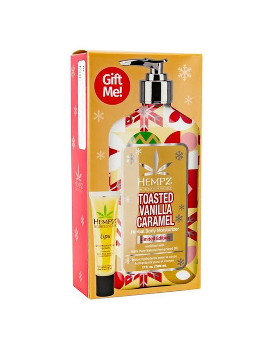 Hempz Toasted Vanilla Caramel Body Moisturizer Lip Balm Gift Set