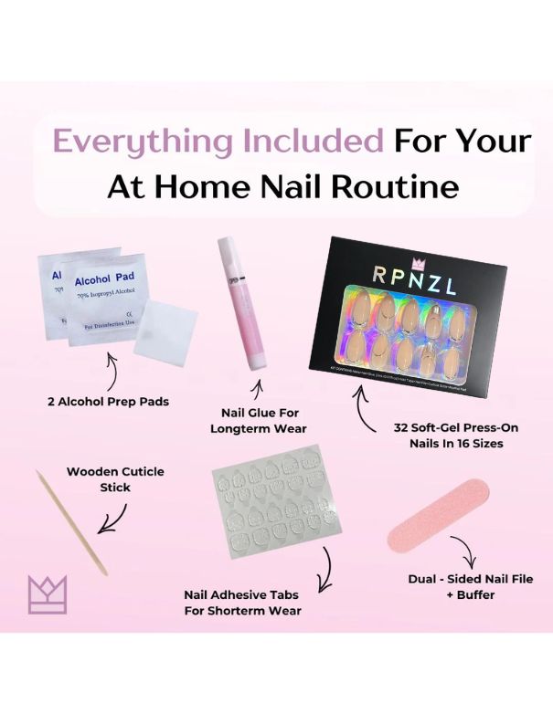 RPNZL Press-on Nail Kit - Silvertip