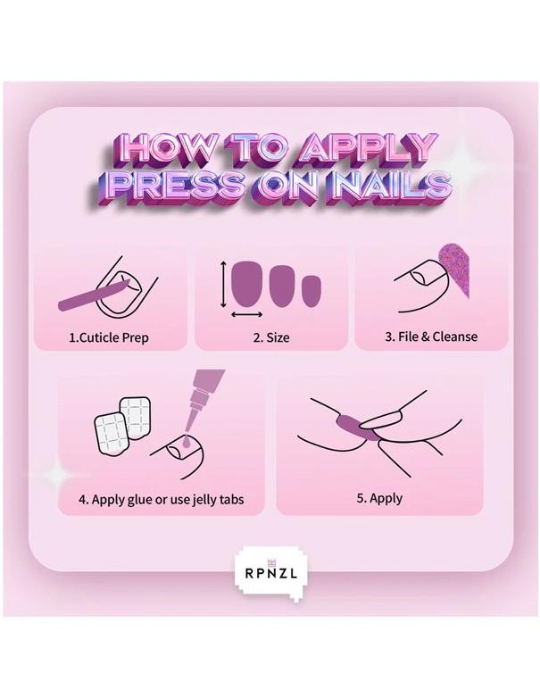 Kit de pose d'ongles à coller RPNZL - Blanche-Neige