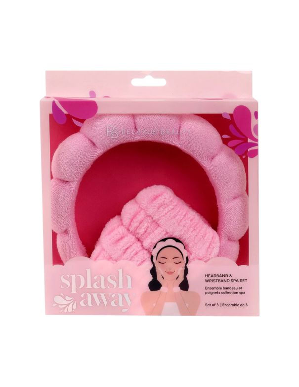 Relaxus Spa Headband and Wristband Set Pink