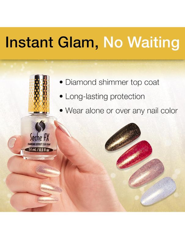 Seche FX Diamond Effect Top Coat Gold - 14ml