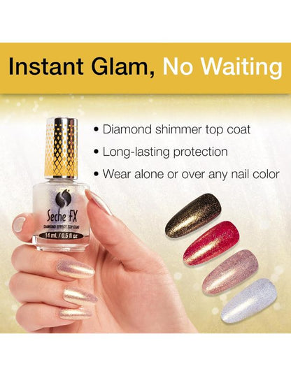 Seche FX Diamond Effect Top Coat Gold - 14ml